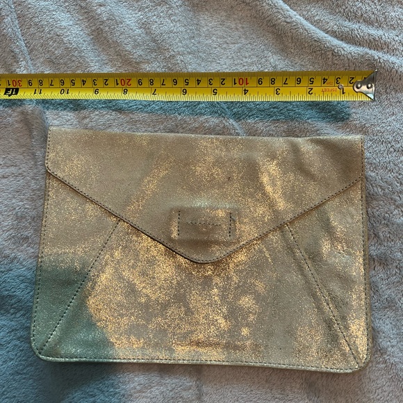 Suede, neutral with gold, envelope clutch. 🌙 - Picture 3 of 3